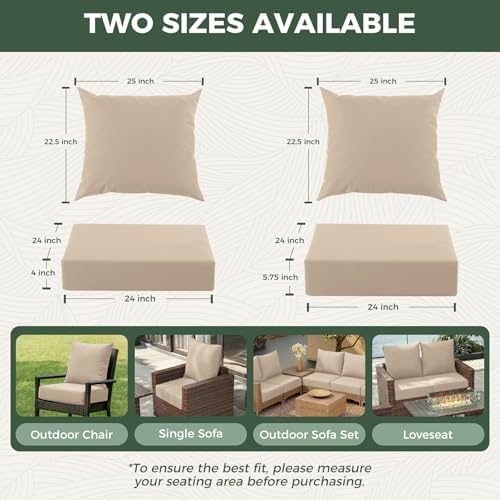 Outdoor Chair Cushions, Waterproof & Fade Resistant Patio Cushions