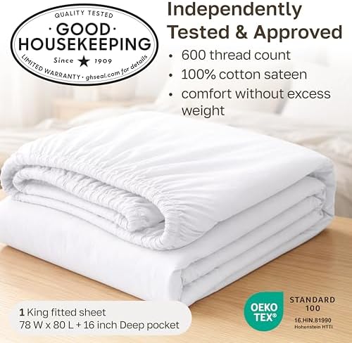 California Design Den 600 Thread Count King Fitted Sheet Deep Pocket