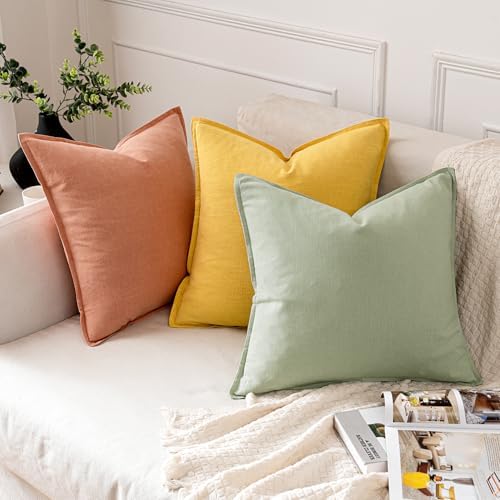 MIULEE Decorative Linen Pillow Covers 20x20 Inch Coral