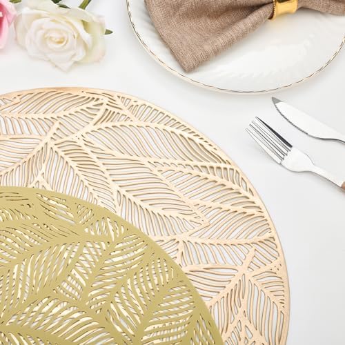U'Artlines 12 Pack Round Pressed Vinyl Placemats Metallic Place Mat