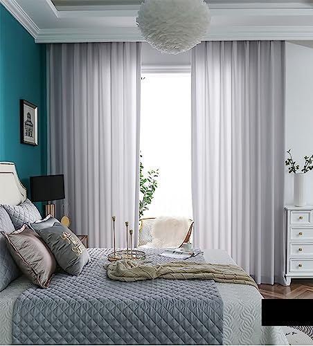 Window Sheer Curtains 63 inch Length 2 Panels Set, Solid Color Grommet