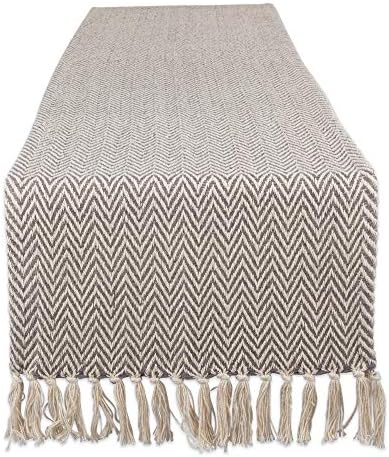 DII Woven Basic Tabletop Collection Chevron Table Runner, 15x72, Gray