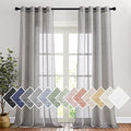 NICETOWN Sheer Curtains Flax Texture for Bedroom, Vintage Grommet Top