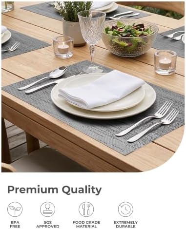Grey Placemats, Heat Resistant Non-Slip Place mats for Dining Table