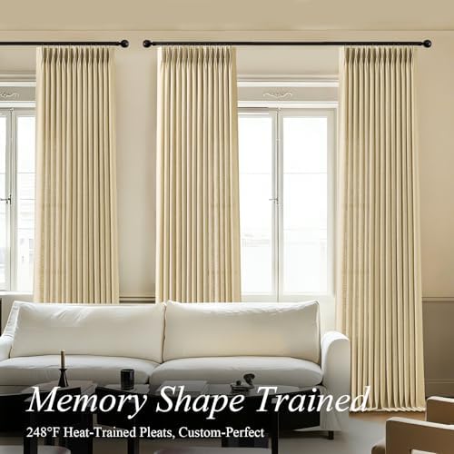 AUSSPVOCT 40 Inch Wide Semi Sheer Pinch Pleat Curtains 108 Inches Long