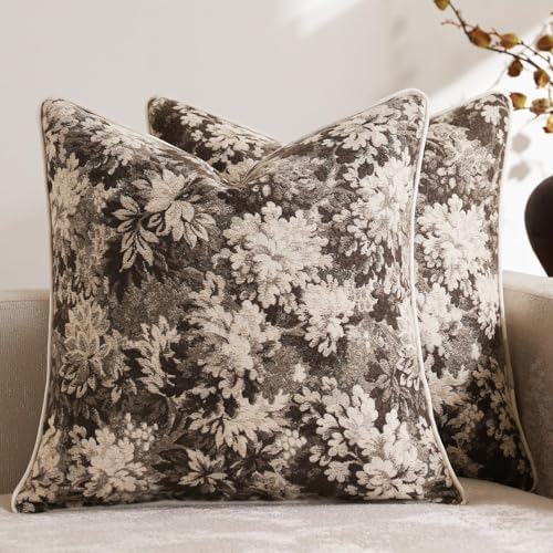 DEZENE Pack of 2 Vintage Floral Throw Pillow Covers 22x22 Boho