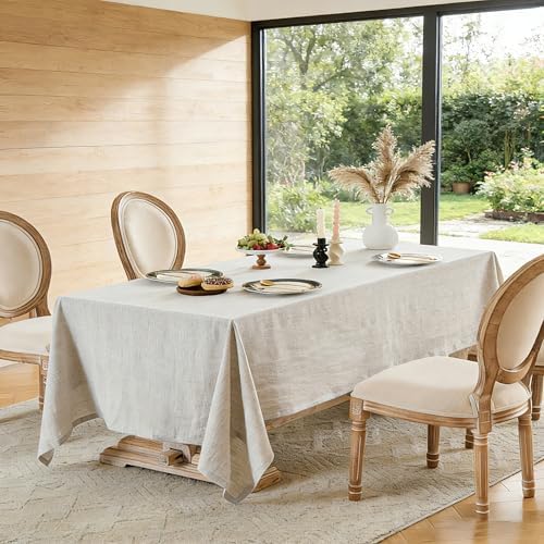Simple&Opulence Natural Linen Tablecloth for Rectangle Tables-54×72