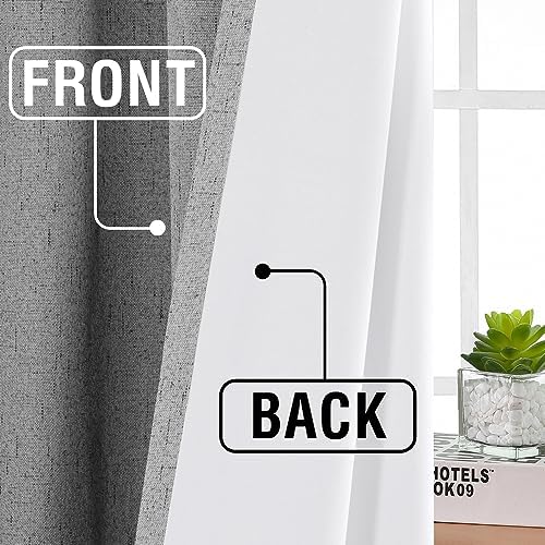 H.VERSAILTEX Faux Linen 100% Blackout Curtains for Bedroom 63 inches