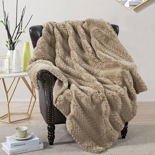 Tread Luxury Faux Fur Throw Blanket Reversible to Cozy Velvet, 680GSM