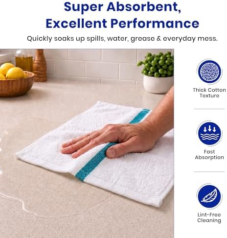 Bar Mops Pack of 36 (14" x 19") - 100% Cotton Cleaning Rags for