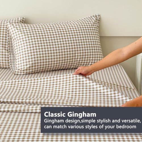 NSNLGSGC Tan Gingham Full Sheet Set
