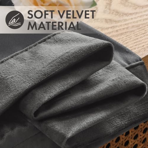 MIULEE Charcoal Grey Velvet Curtains 4 Panels Set Back Tab 40"x108"
