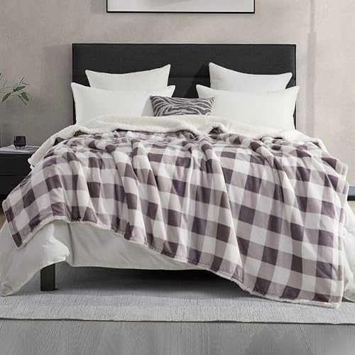 Elegant Comfort Ultra Soft Reversible Buffalo Plaid Flannel Sherpa