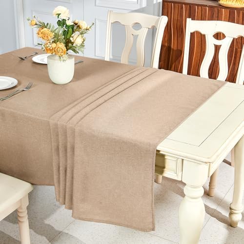IVAPUPU Textured Linen Table Cloth for Rectangle Table, Khaki