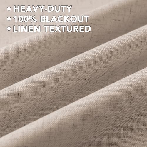 H.VERSAILTEX 100% Blackout Linen Curtains 96" L 2 Panels Heathered