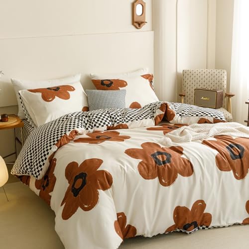 Wellboo Boho Floral Comforter Sets California King Pumpkin Sunflower
