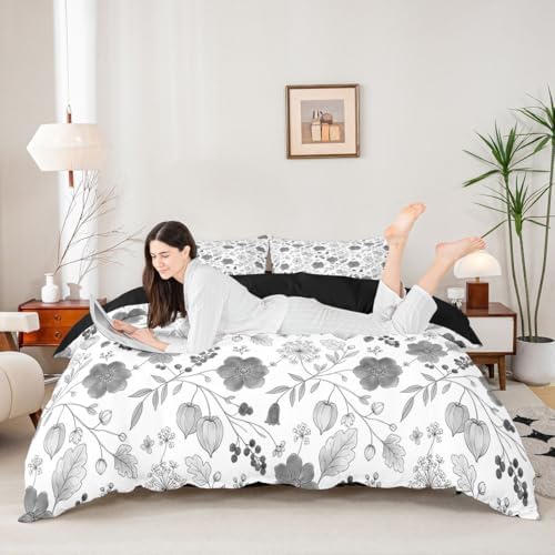 Erosebridal Boho Flower King Duvet Cover Minimalist Plant Comforter