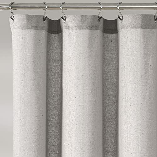 Lush Decor Linen Button Shower Curtain, 72" W x 72" L, Gray - Gray