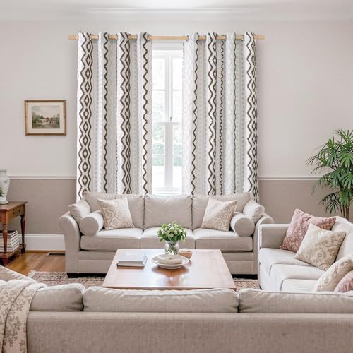 BGment Boho Brown Curtains Modern Design Jacquard for Living Room