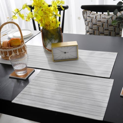 Modern Light Gray Lines Table Runner and Placemats Set of 4 Vintage