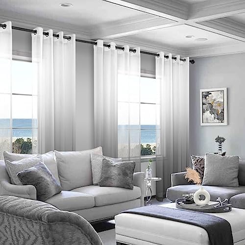KOUFALL White Gray Curtains for Bedroom Ombre Pattern Design Modern