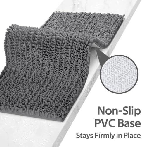 ACCUMTEK Upgrade Extra Large Grey Bathroom Rug Set 3 Pieces Gray Ultra