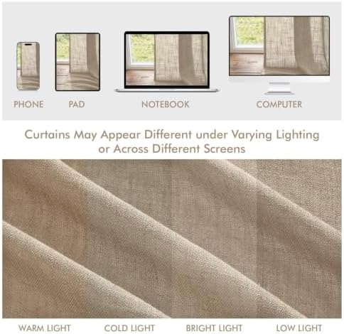 MIULEE Taupe Back Tab Linen Curtains 4 Panels 42W x 96L