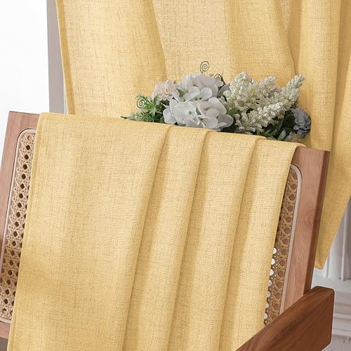 Tollpiz Linen Curtains Bedroom Rod Pocket Semi Sheer Curtain Burlap