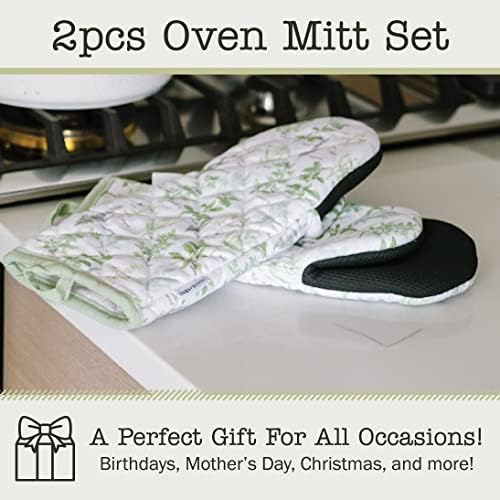 Heat Resistant Designer Kitchen Oven Mitts with Neoprene Non-Slip