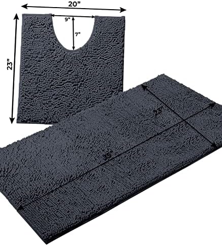 Bathroom Rugs Sets 2 Piece, Luxury Chenille Bath Mat Set, Soft Plush
