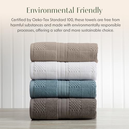 Springtree Home 100% Cotton Bath Towel Set | 4-Pack | Textured | Brown