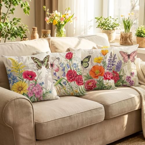 wyooxoo Throw Pillow Covers 20x20 Set of 4 Decorative Spring Pillow