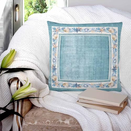 20x20 Pillow Covers Set of 2, Teal Green Coastal Throw Pillow Covers