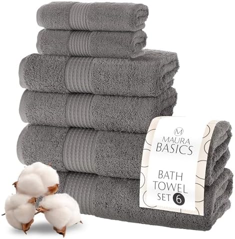 MAURA Basics Bath Towel Sets for Bathroom with Hanging Hook Loops. 2