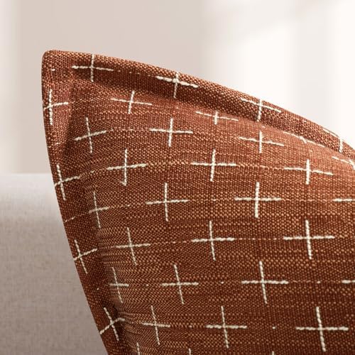 ZWJD Fall Pillow Covers 18x18 Set of 2 Soft Polyester Textured Rust