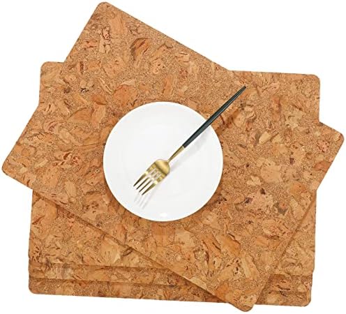 Eaasty Set of 6 Cork Placemats 17 x 12 Inch Heat Resistant Placemats