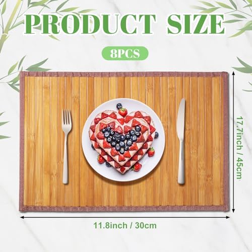 Hushee 8 Pcs Bamboo Placemats Dining Table Mats Washable Heat Place
