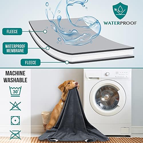 PetAmi Waterproof Dog Blanket, Leakproof Pee Proof Cat Blanket, 60x80