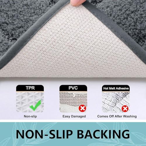 Buganda Microfiber Bathroom Rugs 59x24, Soft Shaggy Absorbent Bath