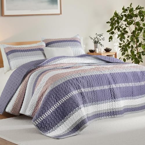 Whale Flotilla Reversible Purple Print Quilt King Size with 2 Pillow