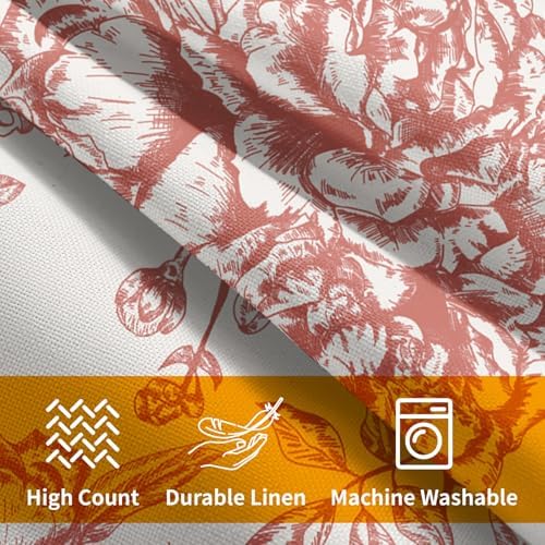 Red Cream Flowers Pillow Covers 18x18 Inch 2 Packs Chinoiserie Red and