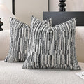 Striped Throw Pillow Covers 18x18 Set of 2 Black Textured Boucle Chic