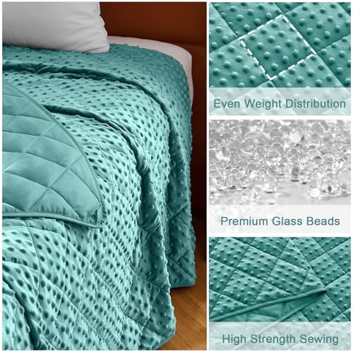 Teal Weighted Blanket for Adults 12lbs, 48"x72", Twin Full Size