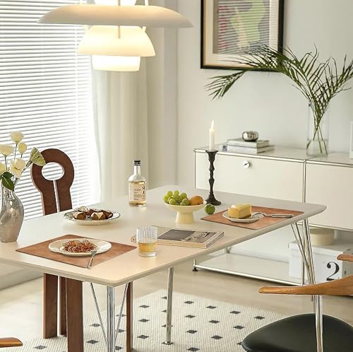 Cowhide Pattern PU Leather Placemats Set of 6 Heat Resistant Kitchen