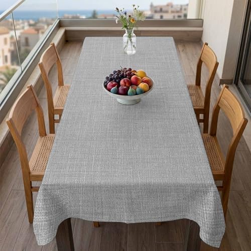 Solid Color Gray Rectangle Tablecloth 60x120 Inches,Vintage Linen