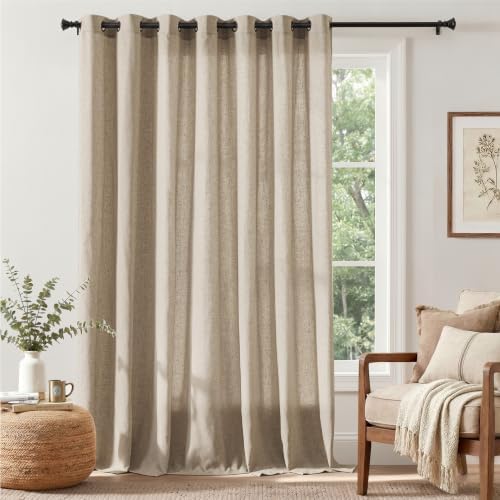 jinchan Linen Curtain 96 Inch Light Filtering Grommet 1 Panel Taupe