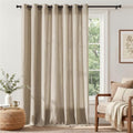 jinchan Linen Curtain 96 Inch Light Filtering Grommet 1 Panel Taupe