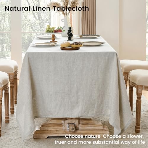 Simple&Opulence Natural Linen Tablecloth for Rectangle Tables-54×72