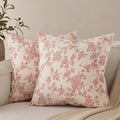 2 Pack French Floral Throw Pillow Covers 18x18in, Red/Cream