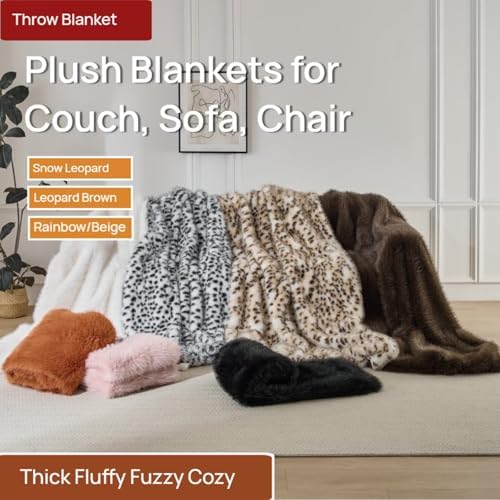 Luxury Fluffy Faux Fur Throw Blanket,Thick Fluffy Silky Fuzzy Cozy